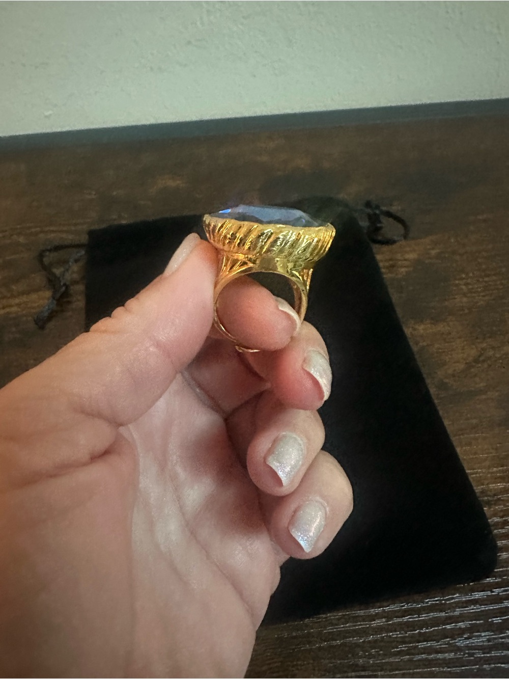Bold Blue Crystal Statement Ring - Women's Fashion Jewelry - Picture 3 of 7